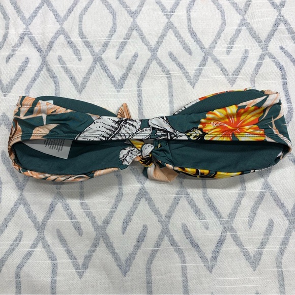 Nwot the bikini lab bandeau strapless tropical leaf floral print tie front - Picture 4 of 4